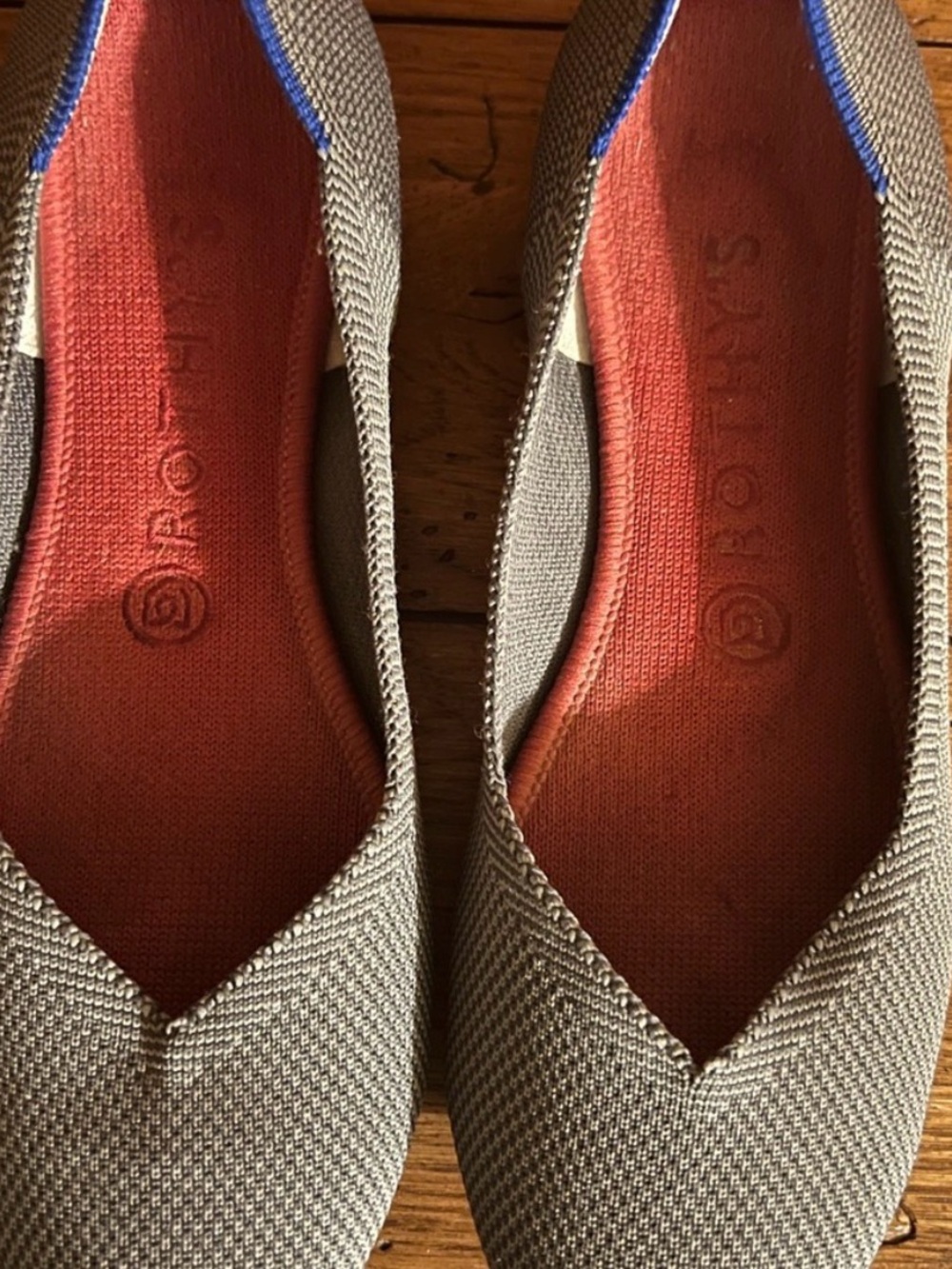 Rothy's gray Knit Flats with Rust Insole